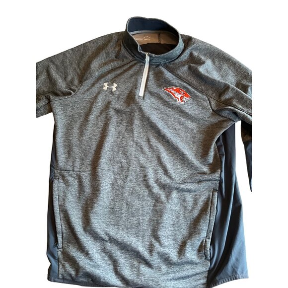 Under‎ Armour Mens ColdGear 1/4 Zip Pullover Size M Gray w/ Orange Lion - Picture 2 of 5